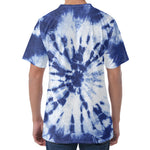Blue And White Tie Dye Print Men's Velvet T-Shirt
