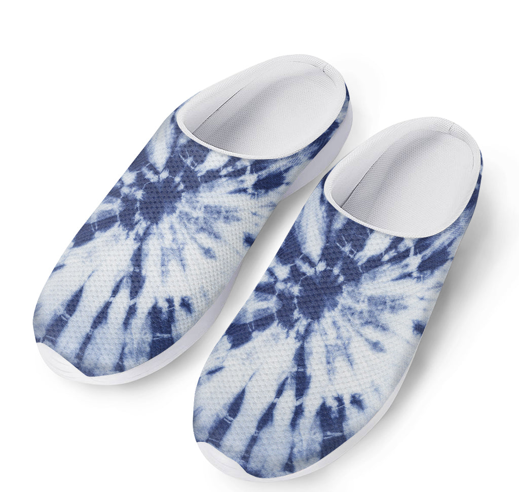 Blue And White Tie Dye Print Mesh Casual Shoes