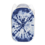 Blue And White Tie Dye Print Mesh Laundry Hamper