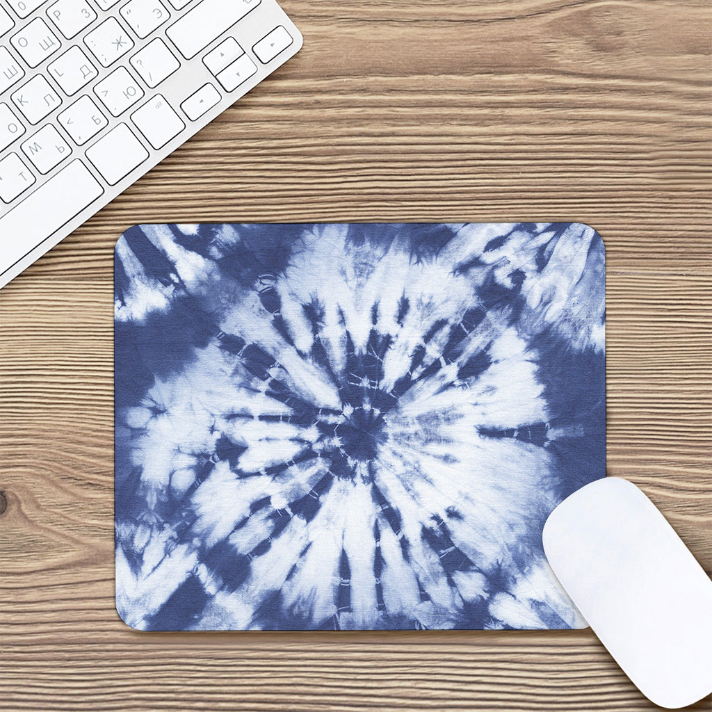 Blue And White Tie Dye Print Mouse Pad