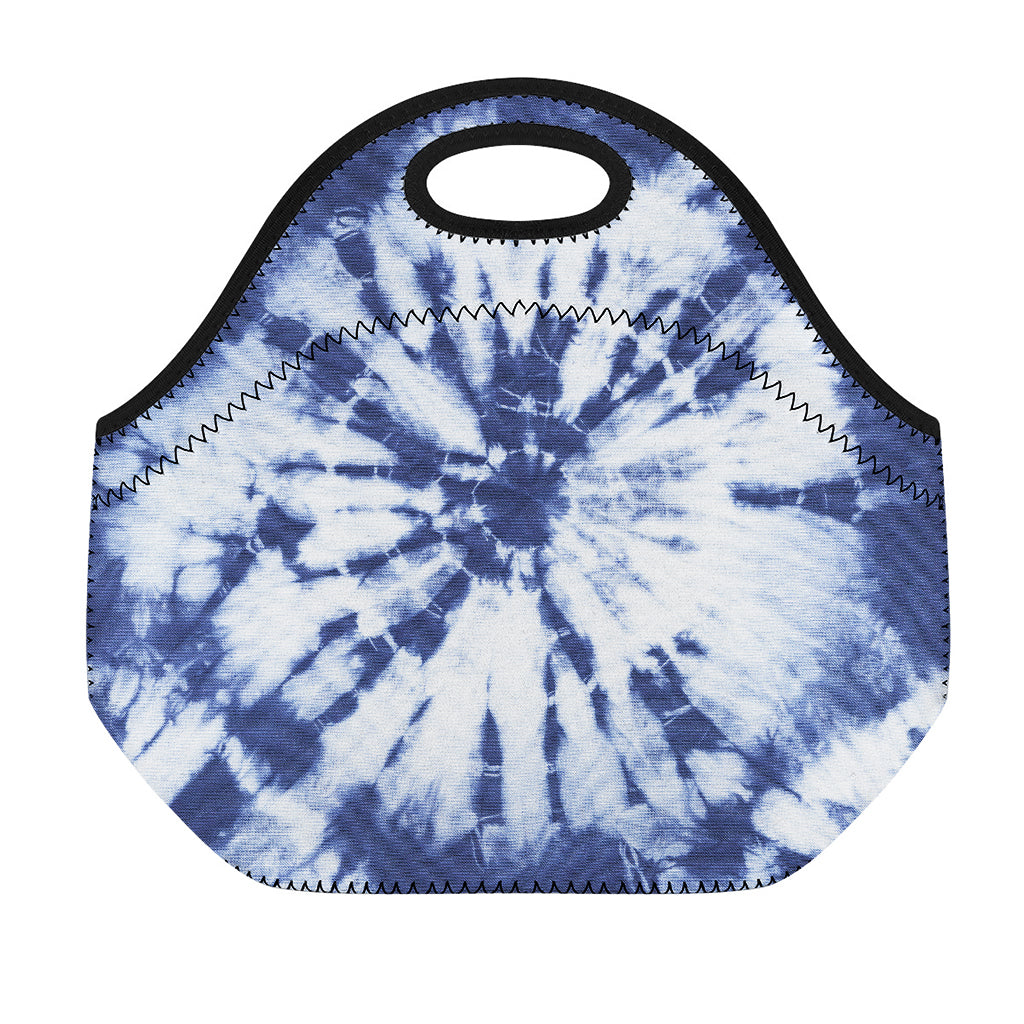 Blue And White Tie Dye Print Neoprene Lunch Bag