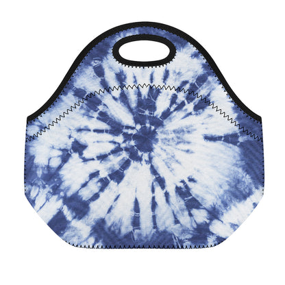 Blue And White Tie Dye Print Neoprene Lunch Bag
