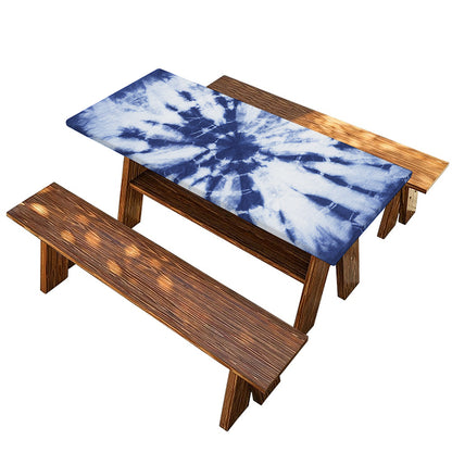 Blue And White Tie Dye Print Picnic Table Cover
