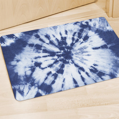 Blue And White Tie Dye Print Polyester Doormat