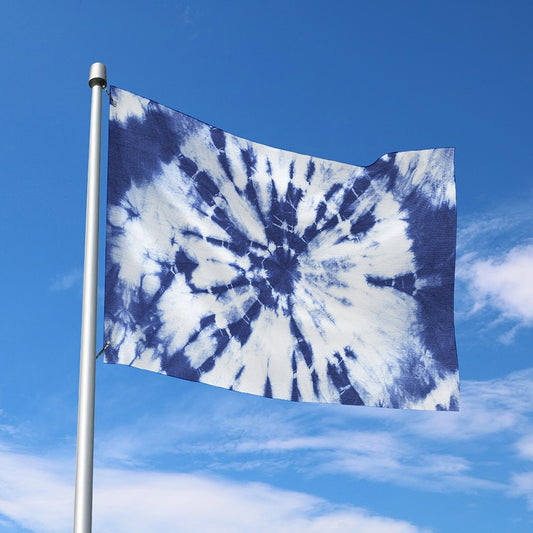 Blue And White Tie Dye Print Polyester Flag