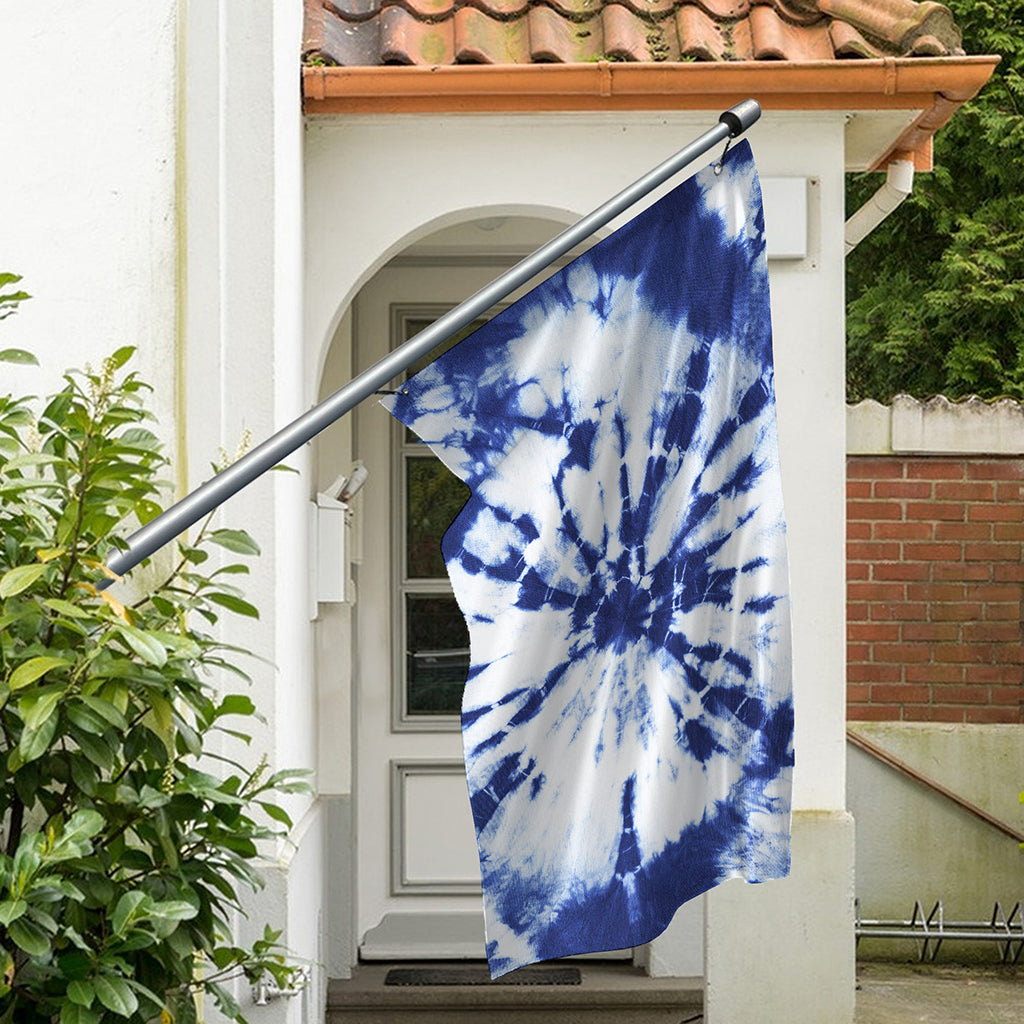 Blue And White Tie Dye Print Polyester Flag
