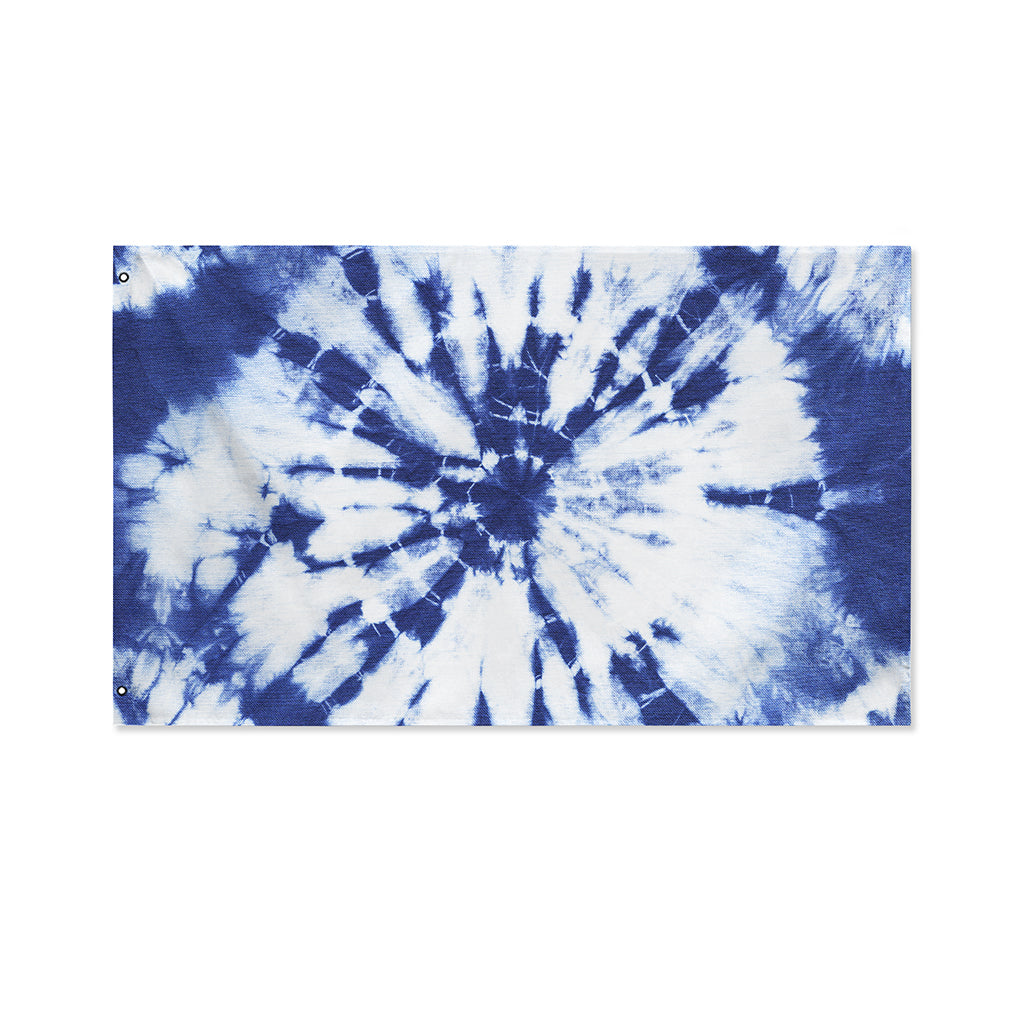 Blue And White Tie Dye Print Polyester Flag
