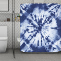 Blue And White Tie Dye Print Polyester Shower Curtain
