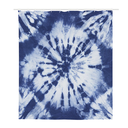 Blue And White Tie Dye Print Polyester Shower Curtain