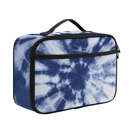 Blue And White Tie Dye Print Portable Lunch Bag