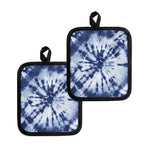 Blue And White Tie Dye Print Pot Holders