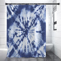 Blue And White Tie Dye Print Premium Shower Curtain