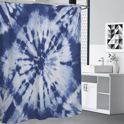 Blue And White Tie Dye Print Premium Shower Curtain