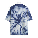 Blue And White Tie Dye Print Rayon Hawaiian Shirt