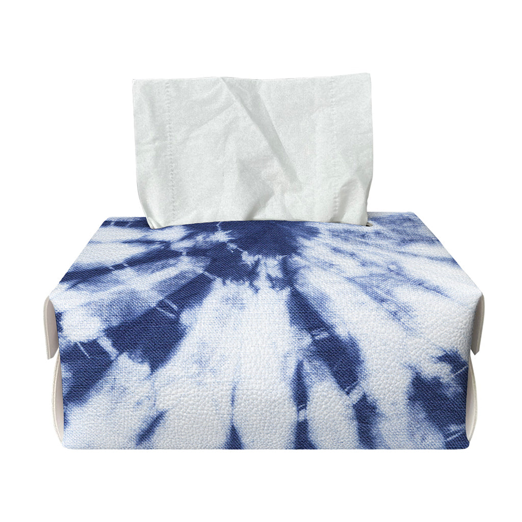 Blue And White Tie Dye Print Rectangle Tissue Box Cover