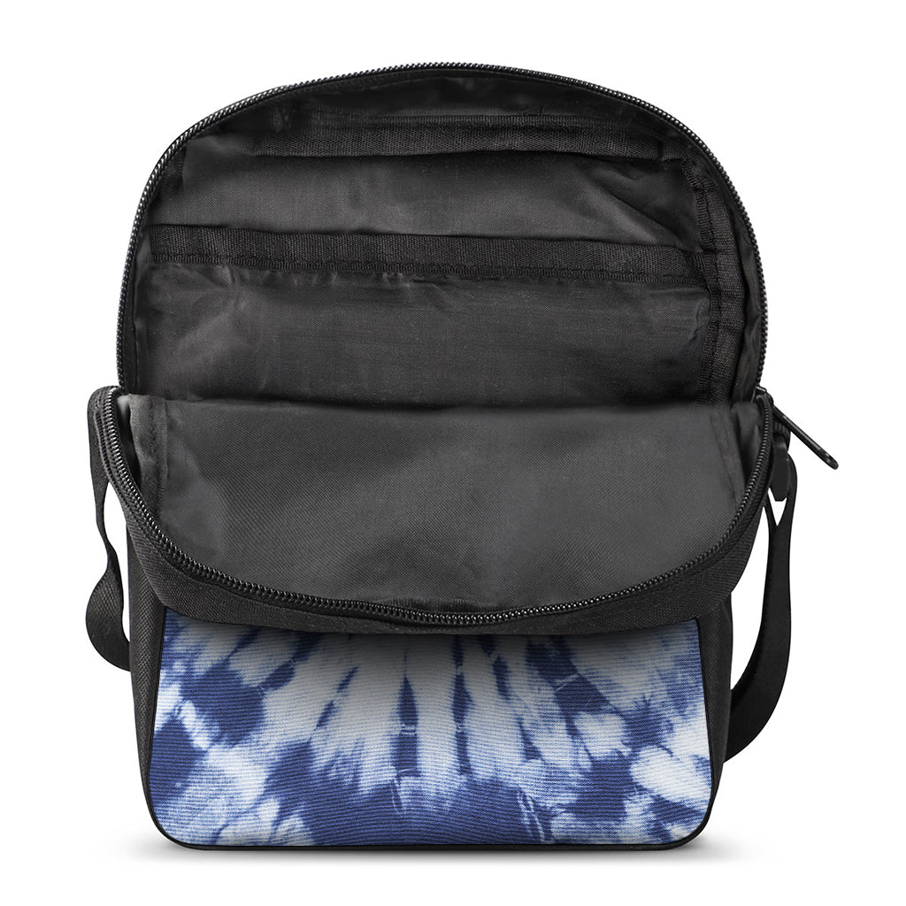 Blue And White Tie Dye Print Rectangular Crossbody Bag