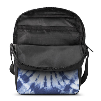 Blue And White Tie Dye Print Rectangular Crossbody Bag