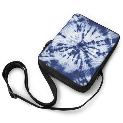 Blue And White Tie Dye Print Rectangular Crossbody Bag