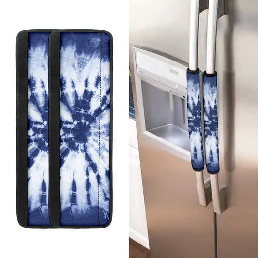 Blue And White Tie Dye Print Refrigerator Handle Covers