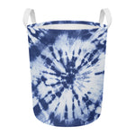 Blue And White Tie Dye Print Round Laundry Basket