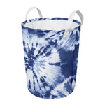 Blue And White Tie Dye Print Round Laundry Basket