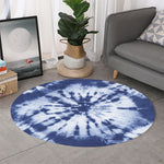 Blue And White Tie Dye Print Round Rug