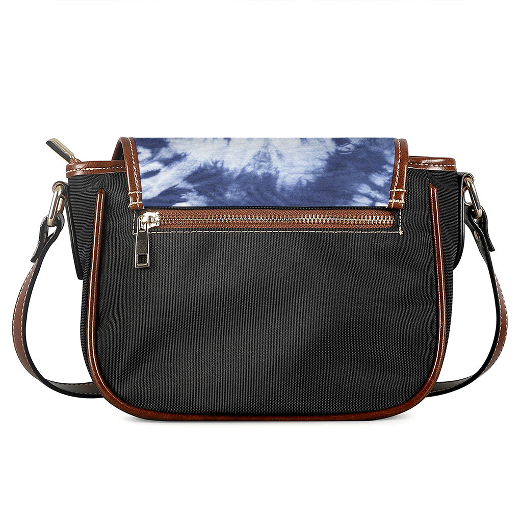 Blue And White Tie Dye Print Saddle Bag