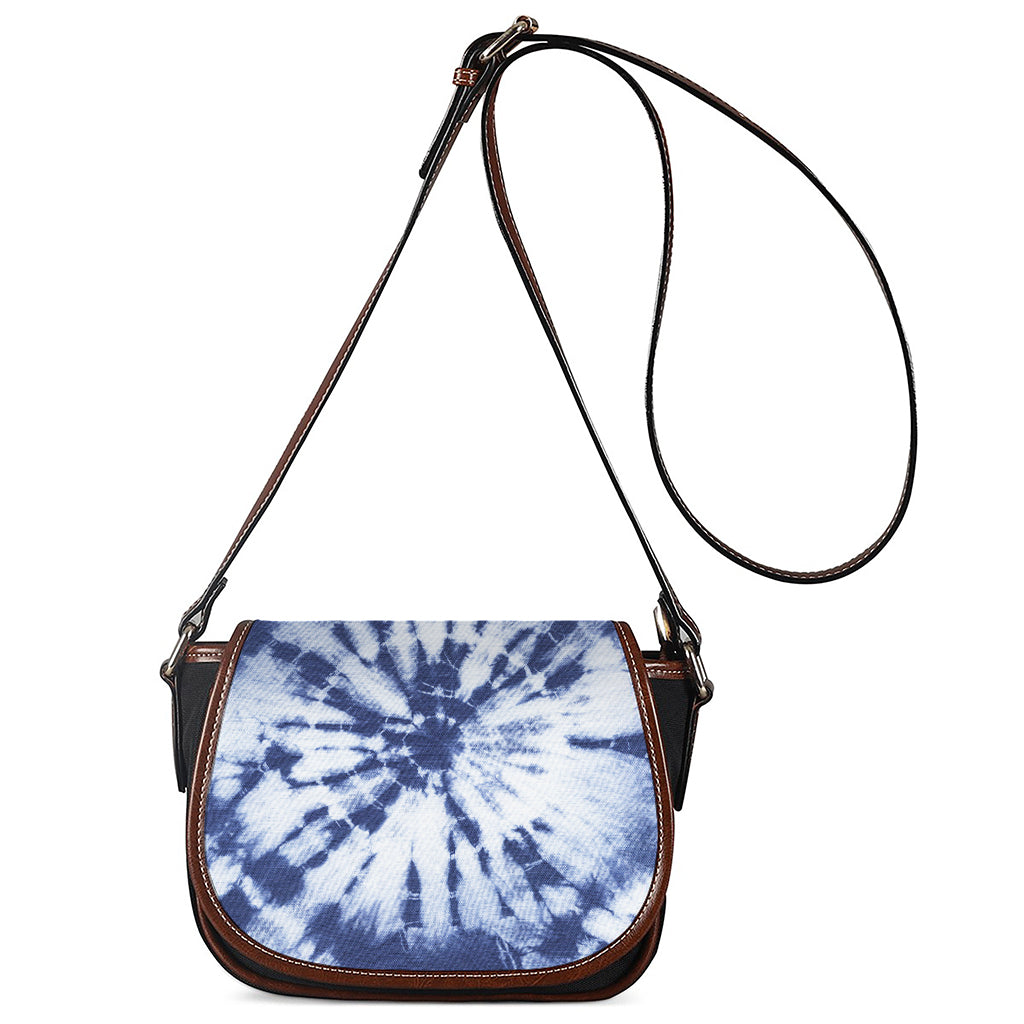 Blue And White Tie Dye Print Saddle Bag