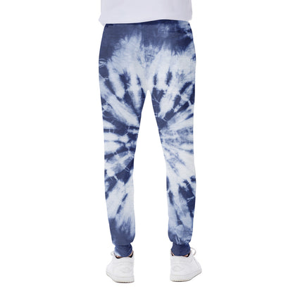 Blue And White Tie Dye Print Scuba Joggers