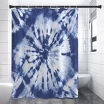 Blue And White Tie Dye Print Shower Curtain