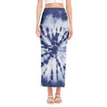 Blue And White Tie Dye Print Side Slit Maxi Skirt