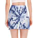 Blue And White Tie Dye Print Side Slit Mini Skirt