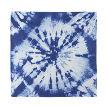 Blue And White Tie Dye Print Silk Bandana