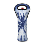 Blue And White Tie Dye Print Single Neoprene Wine Tote
