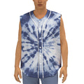 Blue And White Tie Dye Print Sleeveless Baseball Jersey