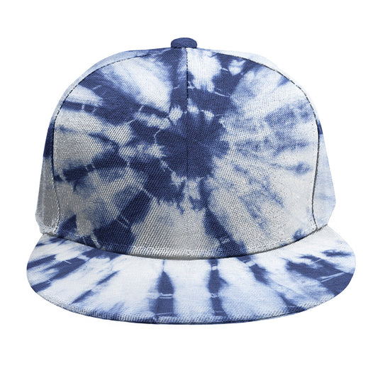 Blue And White Tie Dye Print Snapback Cap