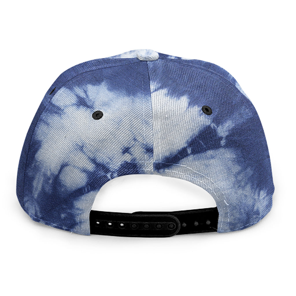 Blue And White Tie Dye Print Snapback Cap