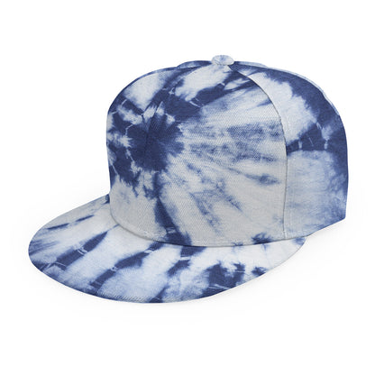 Blue And White Tie Dye Print Snapback Cap