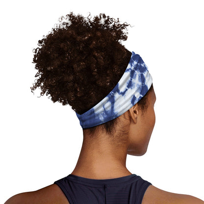 Blue And White Tie Dye Print Sports Headband