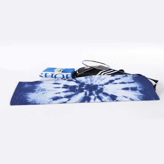 Blue And White Tie Dye Print Sports Towel