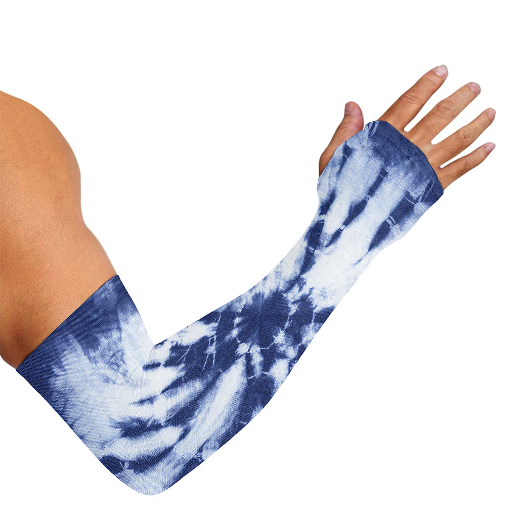 Blue And White Tie Dye Print Sun Protection Arm Sleeves