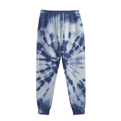 Blue And White Tie Dye Print Sweatpants