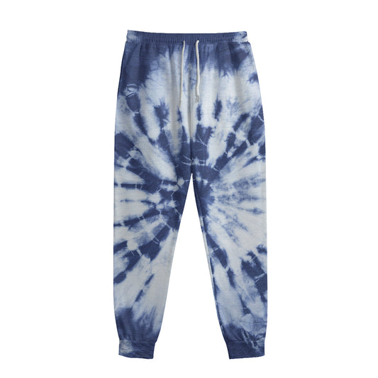 Blue And White Tie Dye Print Sweatpants