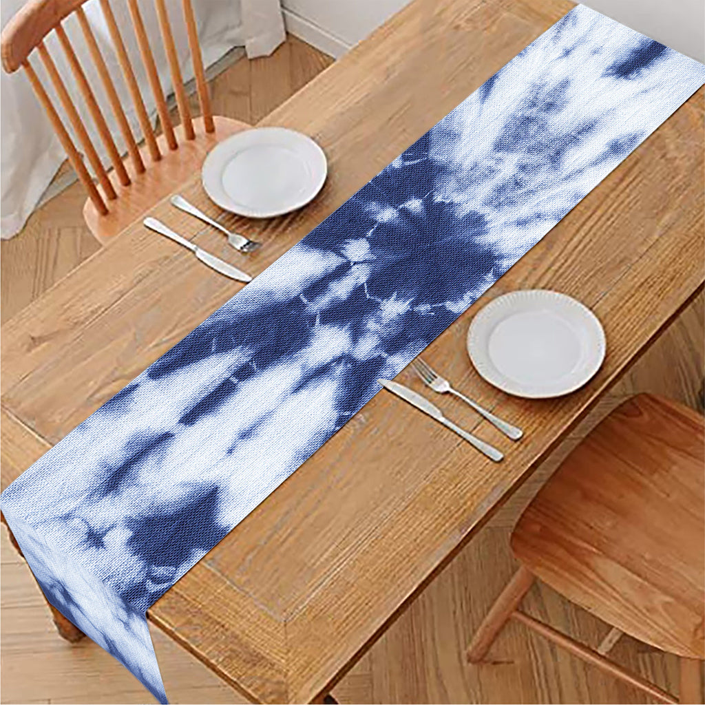 Blue And White Tie Dye Print Table Runner