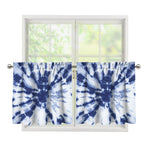 Blue And White Tie Dye Print Tier Curtains