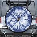 Blue And White Tie Dye Print Tire Cover With Camera Hole