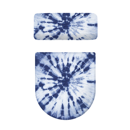 Blue And White Tie Dye Print Toilet Lid And Tank Cover Set