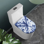 Blue And White Tie Dye Print Toilet Lid Cover