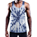 Blue And White Tie Dye Print Men's Workout Tank Top