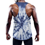 Blue And White Tie Dye Print Training Tank Top